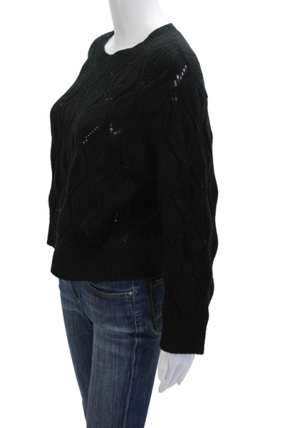 Autumn Cashmere Womens Pullover Argyle Crewneck Black Long Sleeve Size S