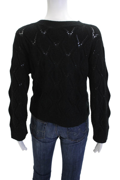 Autumn Cashmere Womens Pullover Argyle Crewneck Black Long Sleeve Size S