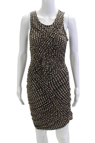 Tracy Reese Women Bodycon Sheath Dress Beige Sleeveless Round Neck Size S