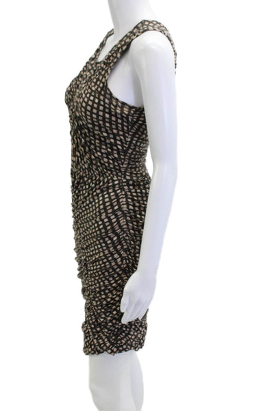 Tracy Reese Women Bodycon Sheath Dress Beige Sleeveless Round Neck Size S