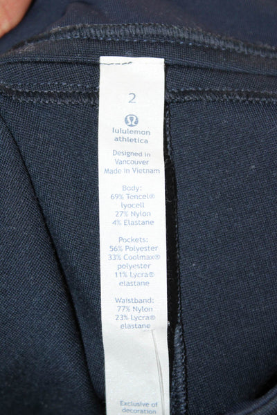 Lululemon Women Dark Blue Ankle Leggings Drawstring Tencel Size 2