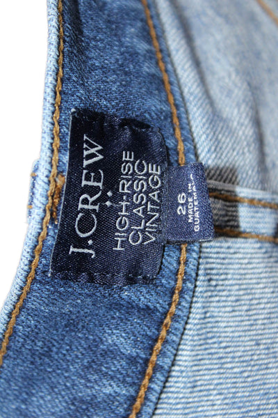 J Crew Womens Cropped Straight Jeans Blue High Rise Cotton Size 26
