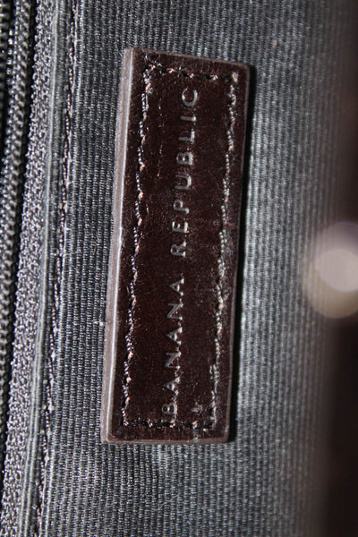 Banana Republic Womens Leather Crocodile Print Clutch Handbag Brown