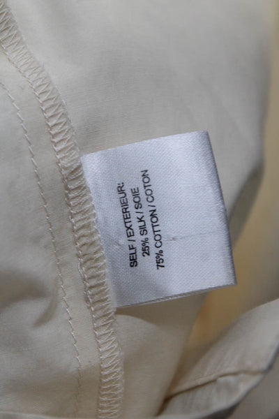 The Westside Women Beige High Neck Button Up Long Sleeve Blouse Size XS