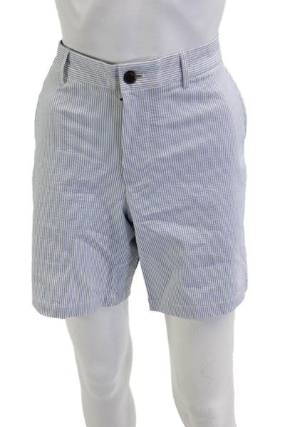 Club Monaco Mens Chino Shorts Light Blue Striped Cotton Size 31