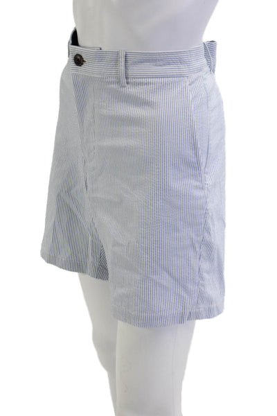 Club Monaco Mens Chino Shorts Light Blue Striped Cotton Size 31
