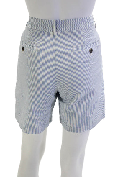Club Monaco Mens Chino Shorts Light Blue Striped Cotton Size 31