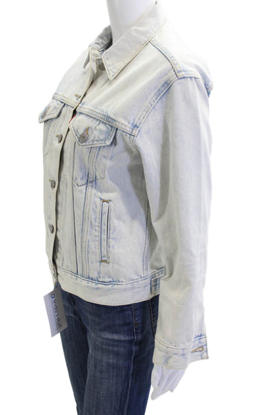 Levis Womens Light Blue Cotton Collared Button Front Jacket Long Sleeve Size XS