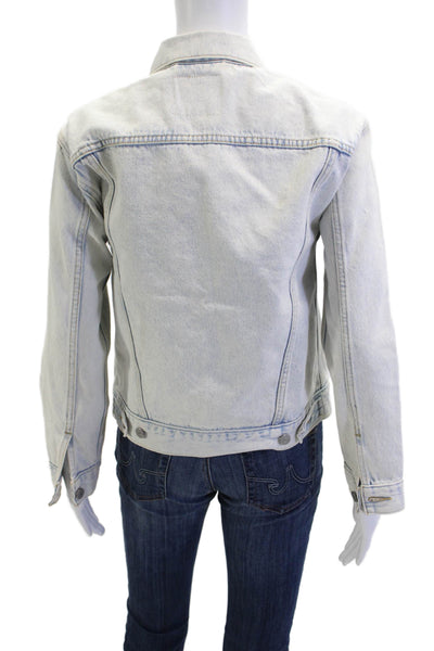 Levis Womens Light Blue Cotton Collared Button Front Jacket Long Sleeve Size XS