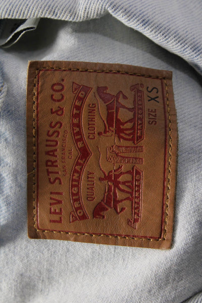 Levis Womens Light Blue Cotton Collared Button Front Jacket Long Sleeve Size XS