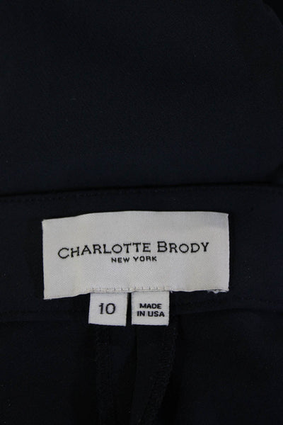 Charlotte Brody Women Black Ankle Cropped Dress Pants Zip Cotton Blend Size 10