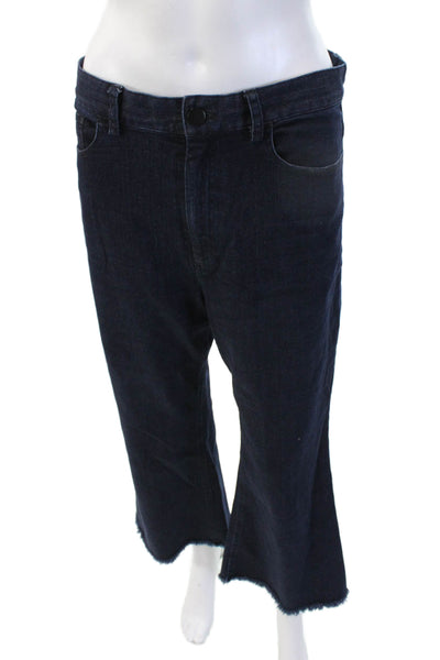 Charlotte Brody Womens Dark Blue Cropped Flared High Waist Jeans Size 30