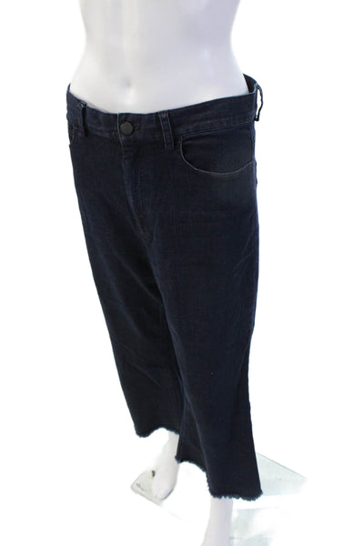 Charlotte Brody Womens Dark Blue Cropped Flared High Waist Jeans Size 30