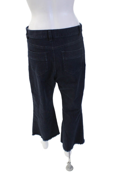 Charlotte Brody Womens Dark Blue Cropped Flared High Waist Jeans Size 30