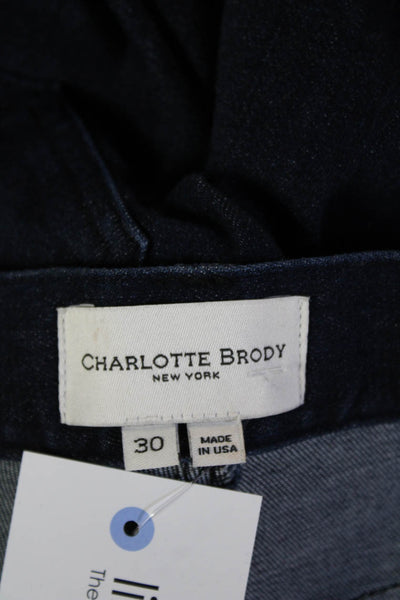 Charlotte Brody Womens Dark Blue Cropped Flared High Waist Jeans Size 30