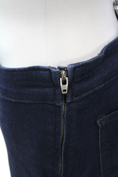 Tory Burch Womens Dark Blue Jeggings Zip Cotton Designer Size 30