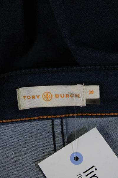 Tory Burch Womens Dark Blue Jeggings Zip Cotton Designer Size 30