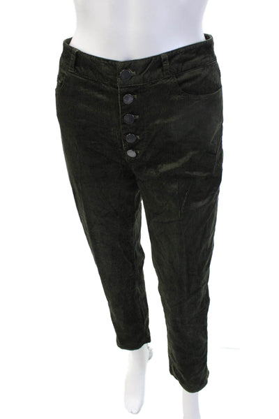 Paige Women Green Cropped Ankle Pants Cotton Rayon Spandex Size 31