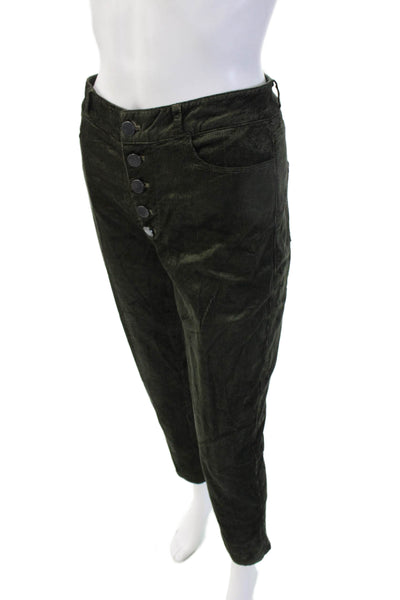 Paige Women Green Cropped Ankle Pants Cotton Rayon Spandex Size 31