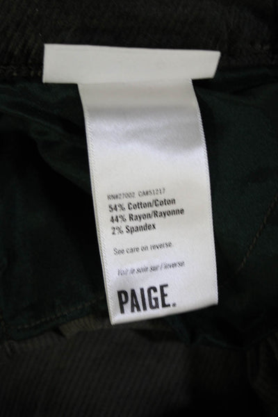 Paige Women Green Cropped Ankle Pants Cotton Rayon Spandex Size 31