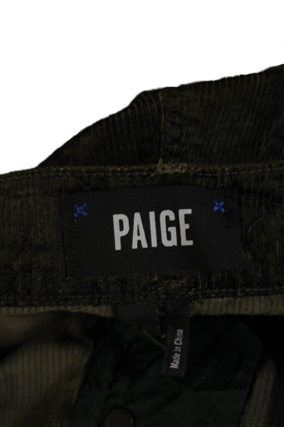 Paige Women Green Cropped Ankle Pants Cotton Rayon Spandex Size 31