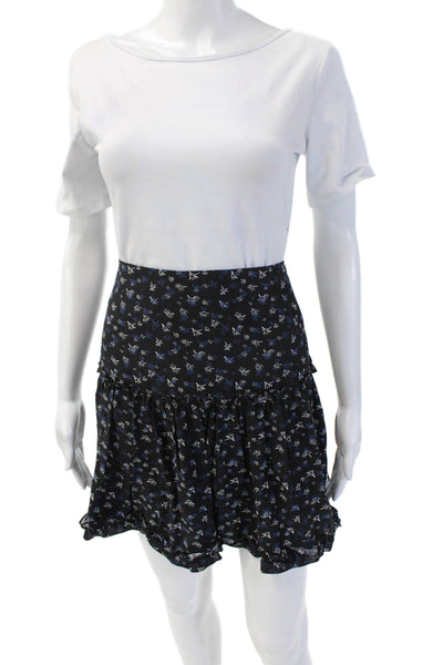 Charlotte Brody Womens Peasant Flare Skort Black Silk Floral Short Size 32