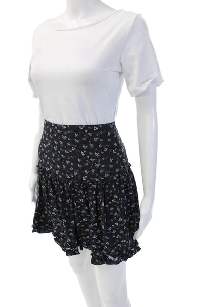 Charlotte Brody Womens Peasant Flare Skort Black Silk Floral Short Size 32