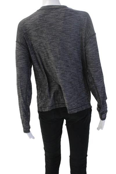 Lululemon Women Dark Gray Nylon V-Neck Drawstring Sweatshirt Long Sleeve Size S