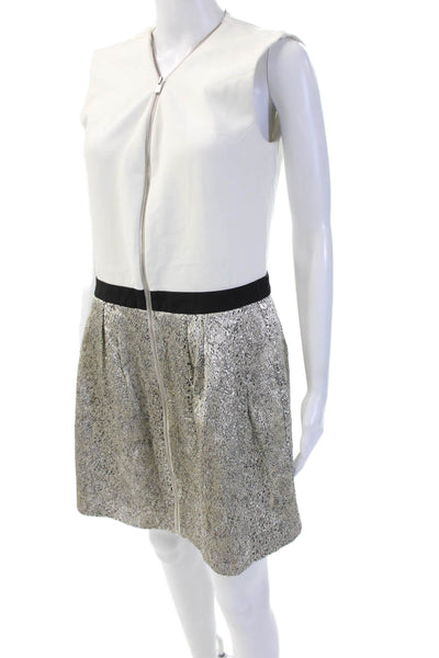 Maje Womens A-Line Fit Flare V-Neck Sleeveless White Dress Size 3