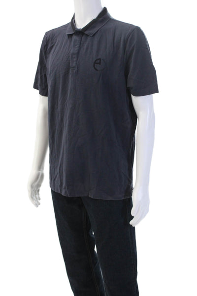 Armani Collezioni Mens Collared Cotton Polo Dark Blue Short Sleeve Size 2XL