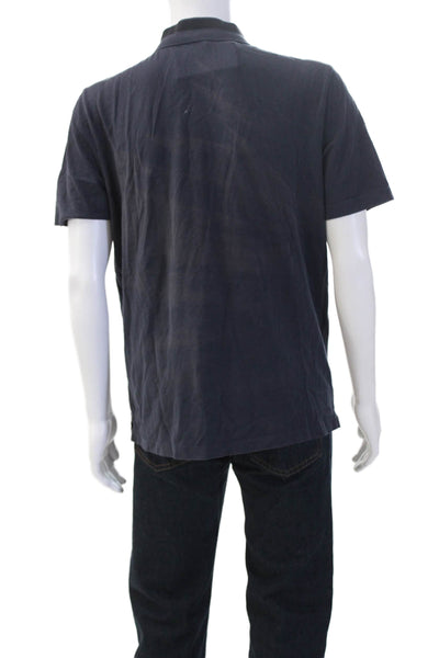 Armani Collezioni Mens Collared Cotton Polo Dark Blue Short Sleeve Size 2XL
