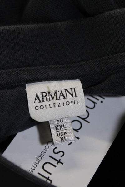 Armani Collezioni Mens Collared Cotton Polo Dark Blue Short Sleeve Size 2XL