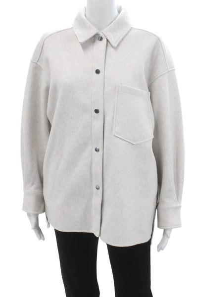 Zara Womens Beige Collared Snap Long Sleeve Classic Polyester Jacket Size S