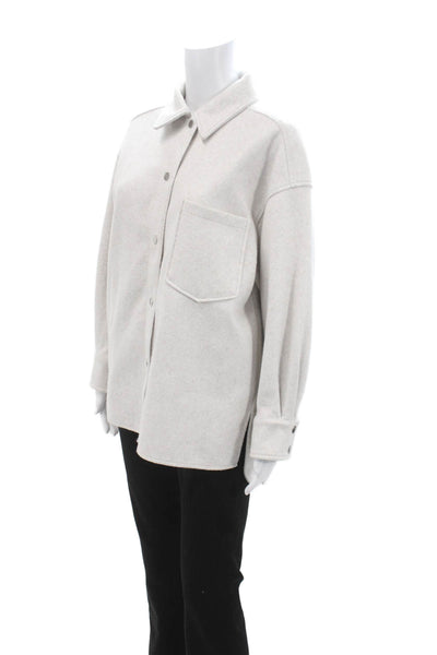 Zara Womens Beige Collared Snap Long Sleeve Classic Polyester Jacket Size S