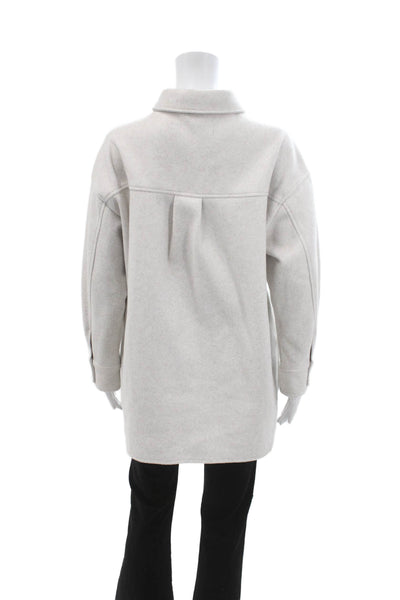 Zara Womens Beige Collared Snap Long Sleeve Classic Polyester Jacket Size S