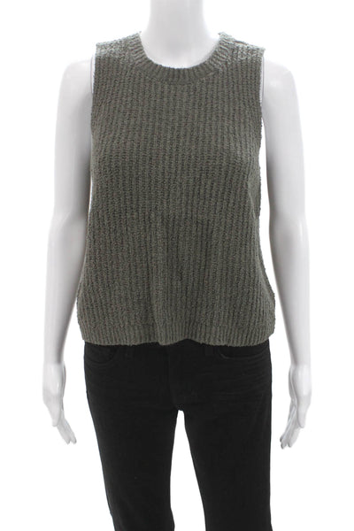 Eileen Fisher Womens Army Green Basic Sleeveless Tank Crewneck Size S