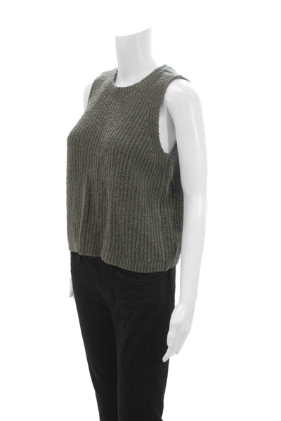 Eileen Fisher Womens Army Green Basic Sleeveless Tank Crewneck Size S