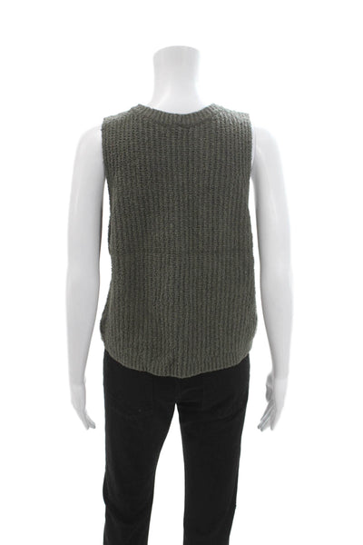 Eileen Fisher Womens Army Green Basic Sleeveless Tank Crewneck Size S