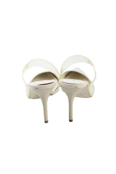 Zara Womens Transparent Panel Detail Pointed Toe Heels White Size EUR 39