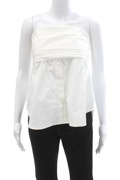 Zara Women White Sleeveless Button Front Top Classic Size M