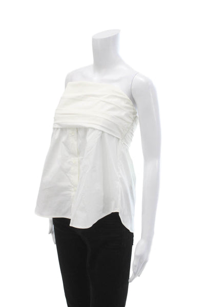 Zara Women White Sleeveless Button Front Top Classic Size M