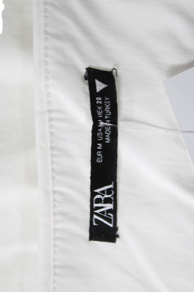 Zara Women White Sleeveless Button Front Top Classic Size M