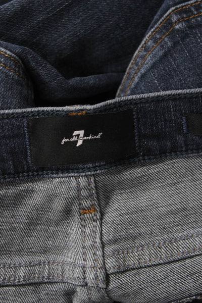 7 For All Mankind Women Cropped Flared Dark Blue Jeans Size 28