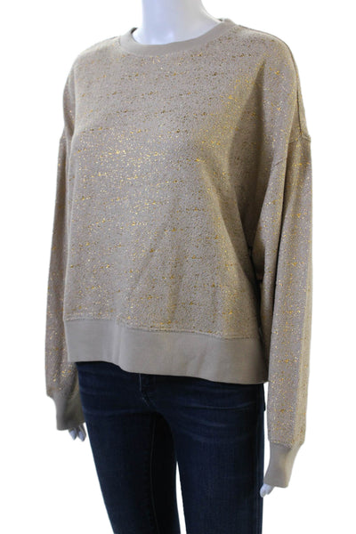Electric & Rose Womens Pullover Sweatshirt Beige Crew Neck Long Sleeve Size S