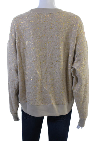 Electric & Rose Womens Pullover Sweatshirt Beige Crew Neck Long Sleeve Size S