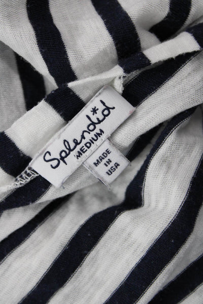 Splendid Women Black Striped Jersey T-Shirt Short Sleeve Round Neck Size M