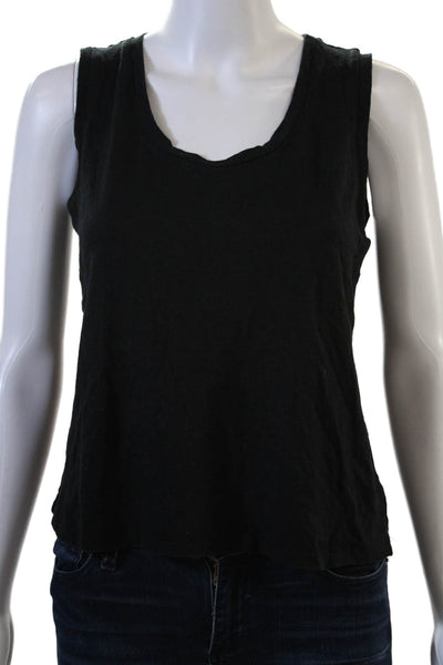 Theory Women Basic Black Modal Tank Sleeveless Round Neck Designer Size M