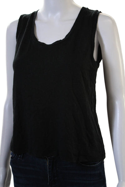 Theory Women Basic Black Modal Tank Sleeveless Round Neck Designer Size M
