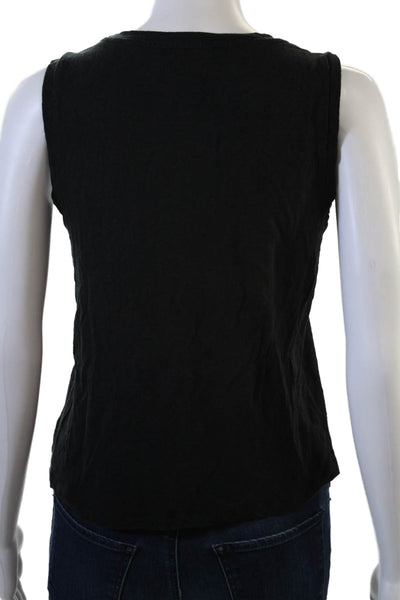Theory Women Basic Black Modal Tank Sleeveless Round Neck Designer Size M