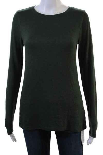 J Crew Women Basic Green Crew Neck Long Sleeve T-Shirt Size S